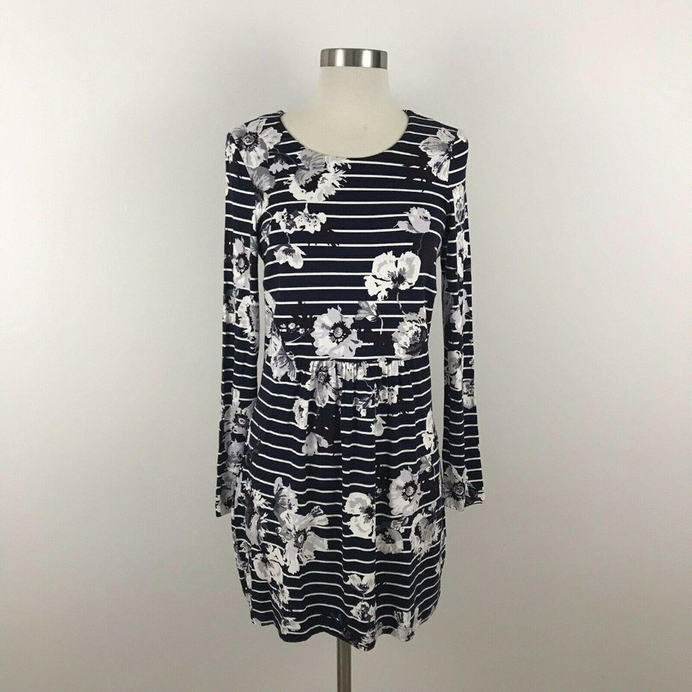 Joules Women's 4 Dress Navy White Floral Stripe‎ Long Sleeve NWT Tunic